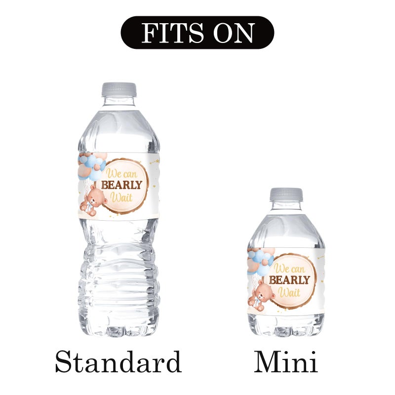 MonMon & Craft We Can Bearly Wait Water Bottle Stickers - Teddy Bear Theme Bottle Wrappers Bear Baby Shower - Baby Birthday Party Water Labels Supplies Waterproof (Set of 32) - Image 3